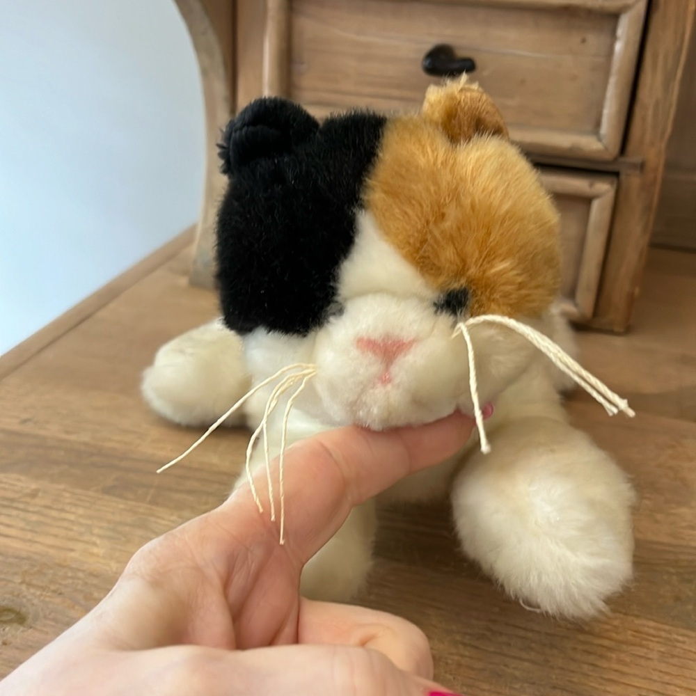 Tesco Plush Calico Kitten Cat Whiskers 12” Stuffed Animal Vintage